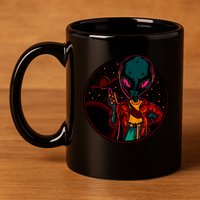 Neon Space Alien 11oz C Handle Ceramic Mug
