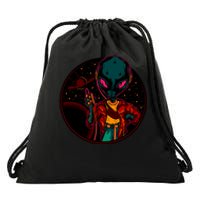 Neon Space Alien Drawstring Bag