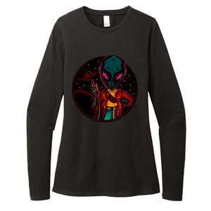 Neon Space Alien Womens CVC Long Sleeve Shirt