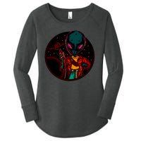 Neon Space Alien Women's Perfect Tri Tunic Long Sleeve Shirt