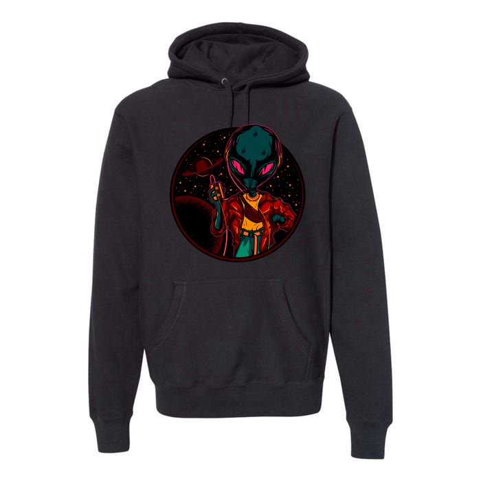 Neon Space Alien Premium Hoodie