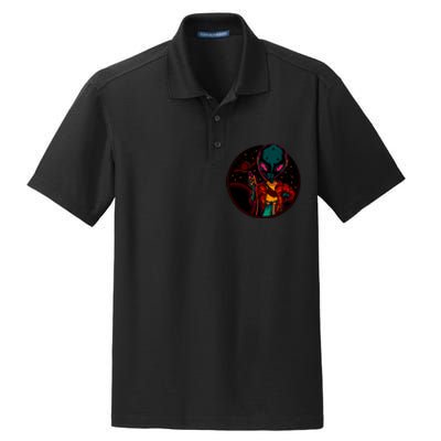 Neon Space Alien Dry Zone Grid Polo