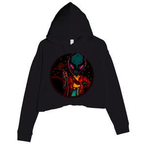 Neon Space Alien Crop Fleece Hoodie