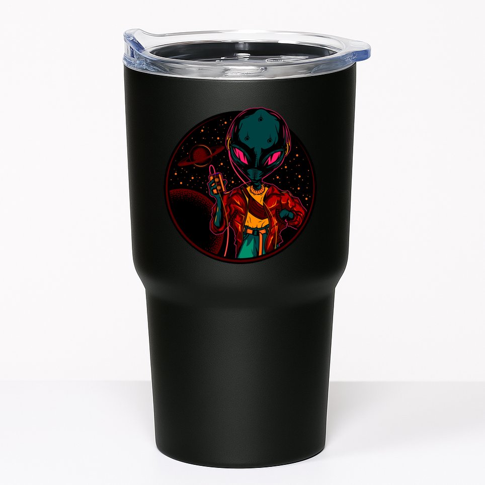 Neon Space Alien Tumbler