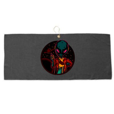 Neon Space Alien Large Microfiber Waffle Golf Towel