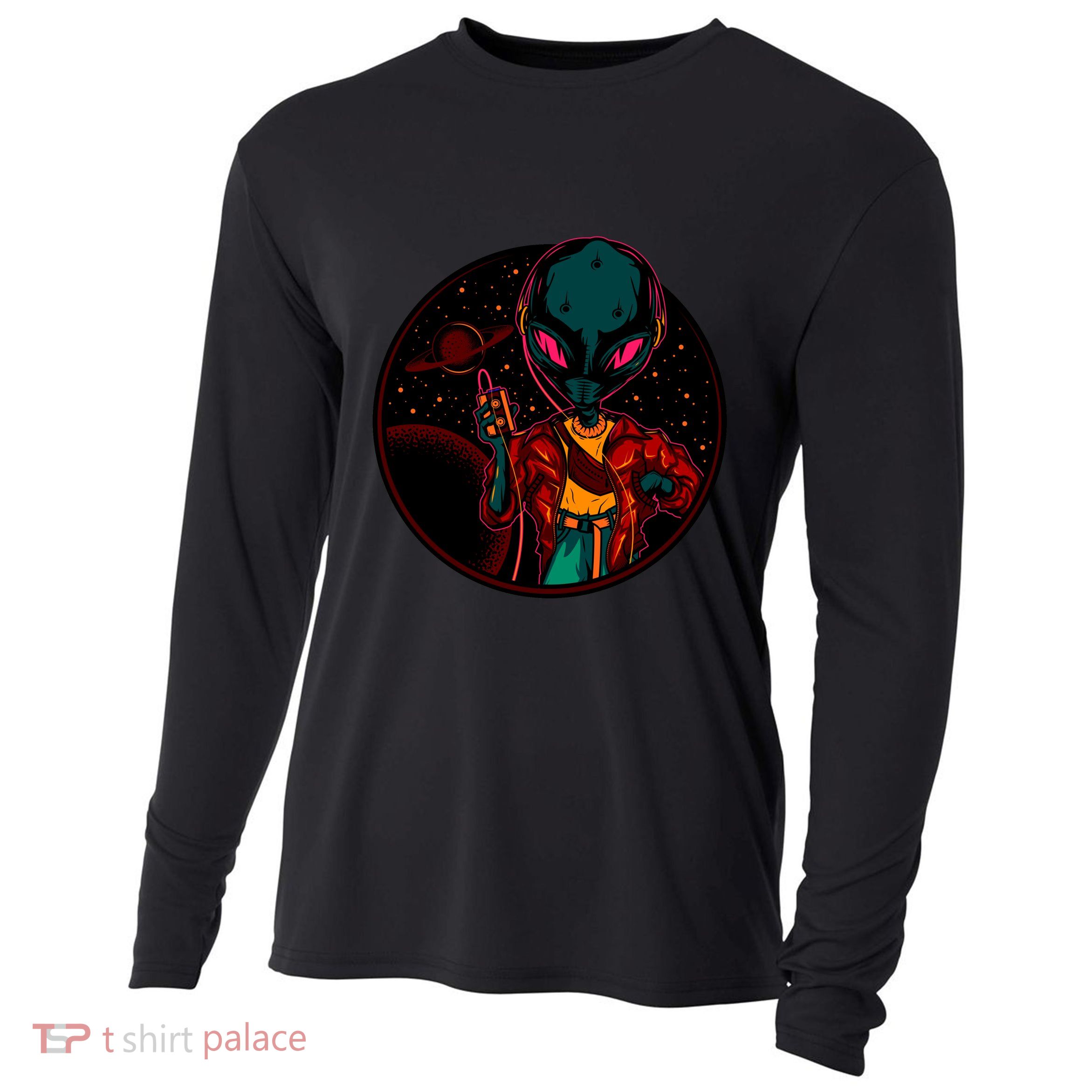 Neon Space Alien Cooling Performance Long Sleeve Crew