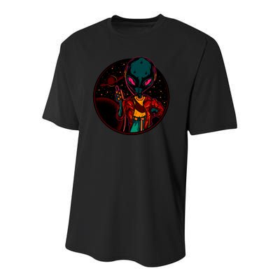 Neon Space Alien Youth Performance Sprint T-Shirt