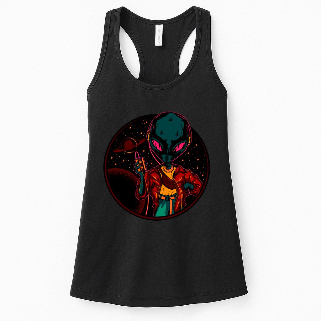 Neon Space Alien Womens Tank Top