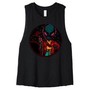 Neon Space Alien Women's Racerback Cropped Tank