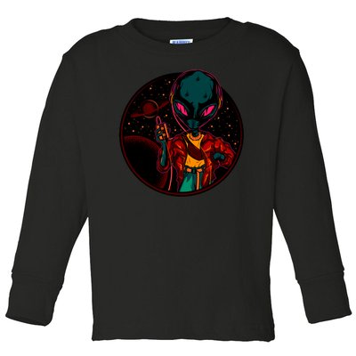 Neon Space Alien Toddler Long Sleeve Shirt