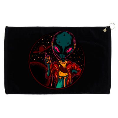 Neon Space Alien Grommeted Golf Towel