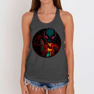 Neon Space Alien Women's Knotted Racerback Tank