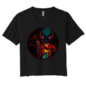 Neon Space Alien Women's Crop Top Tee