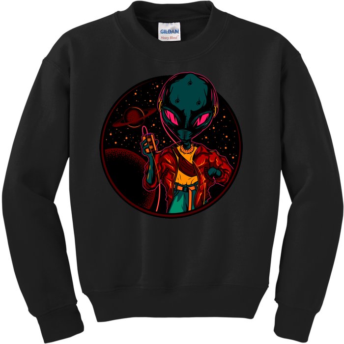 Neon Space Alien Kids Sweatshirt