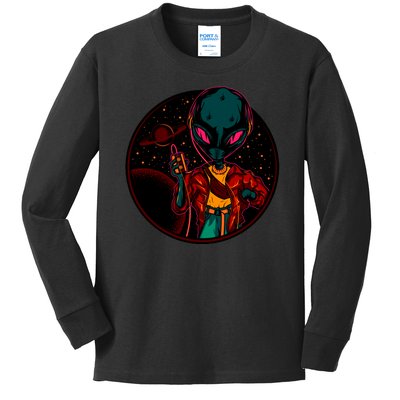 Neon Space Alien Kids Long Sleeve Shirt