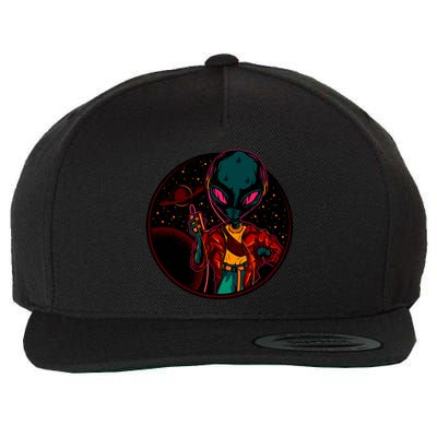 Neon Space Alien Wool Snapback Cap
