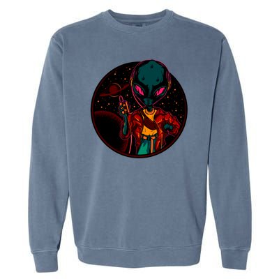 Neon Space Alien Garment-Dyed Sweatshirt