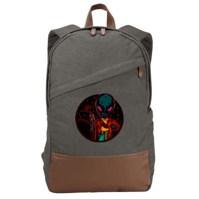 Neon Space Alien Cotton Canvas Backpack