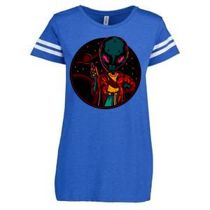 Neon Space Alien Enza Ladies Jersey Football T-Shirt