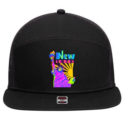 Neon Statue of Liberty 7 Panel Mesh Trucker Snapback Hat