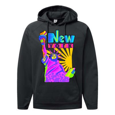 Neon Statue of Liberty Performance Fleece Hoodie