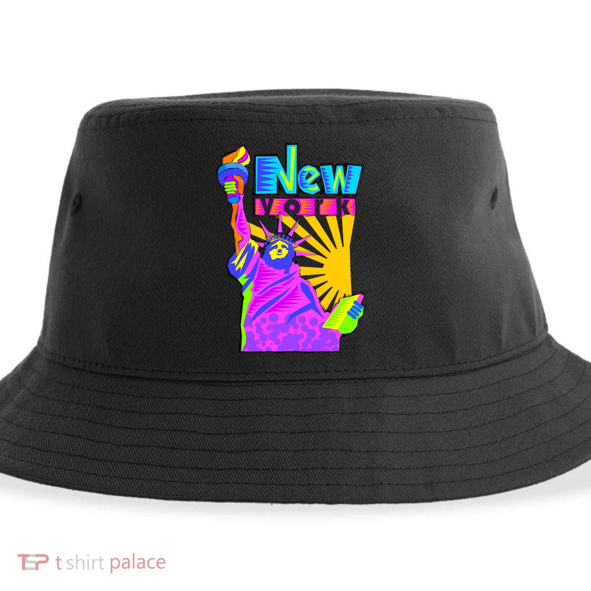 Neon Statue of Liberty Sustainable Bucket Hat