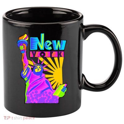 Neon Statue of Liberty 11oz C Handle Ceramic Mug