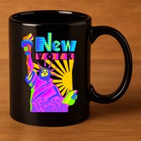 Neon Statue of Liberty 11oz C Handle Ceramic Mug