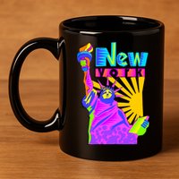 Neon Statue of Liberty 11oz C Handle Ceramic Mug