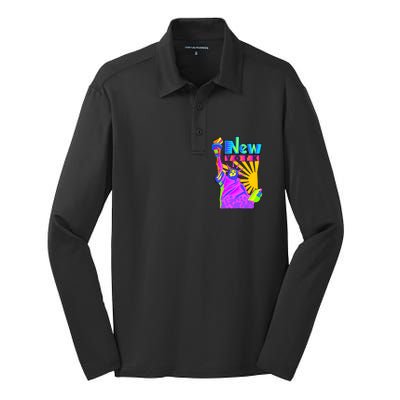 Neon Statue of Liberty Silk Touch Performance Long Sleeve Polo