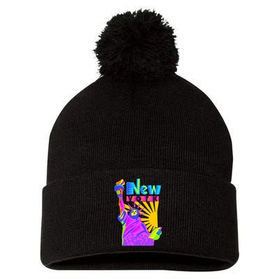 Neon Statue of Liberty Pom Pom 12in Knit Beanie