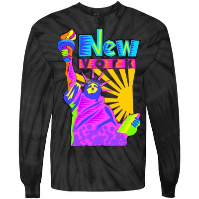 Neon Statue of Liberty Tie-Dye Long Sleeve Shirt