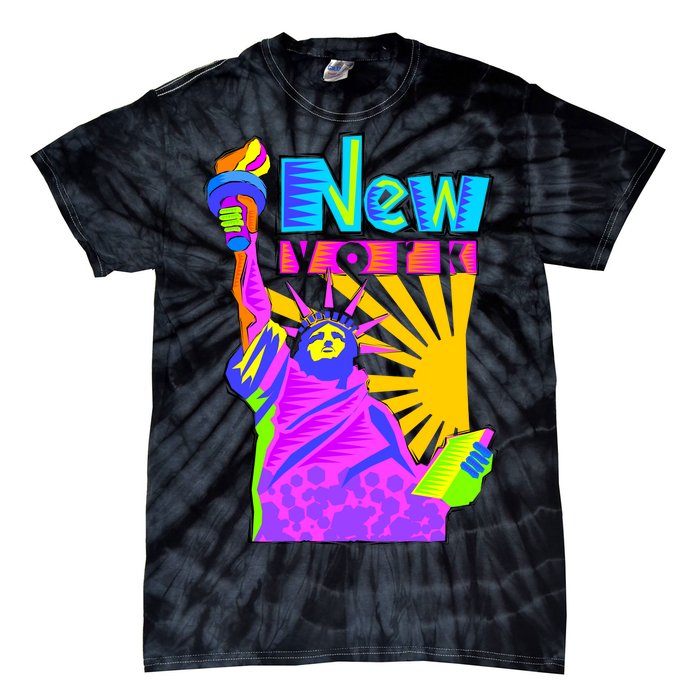 Neon Statue of Liberty Tie-Dye T-Shirt