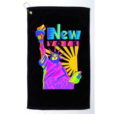 Neon Statue of Liberty Golf Towel