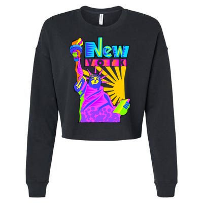 Neon Statue of Liberty Cropped Pullover Crew