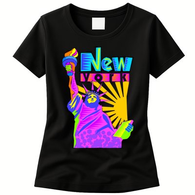 Neon Statue of Liberty Womens T-Shirt