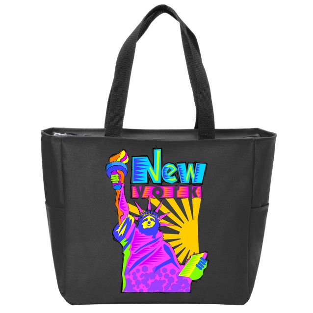 Neon Statue of Liberty Zip Tote Bag