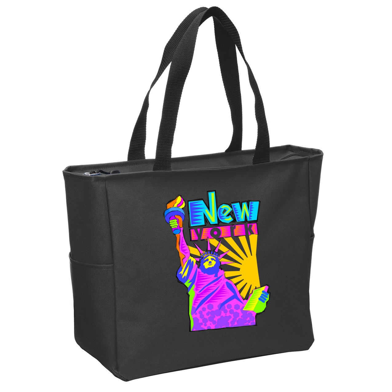 Neon Statue of Liberty Zip Tote Bag