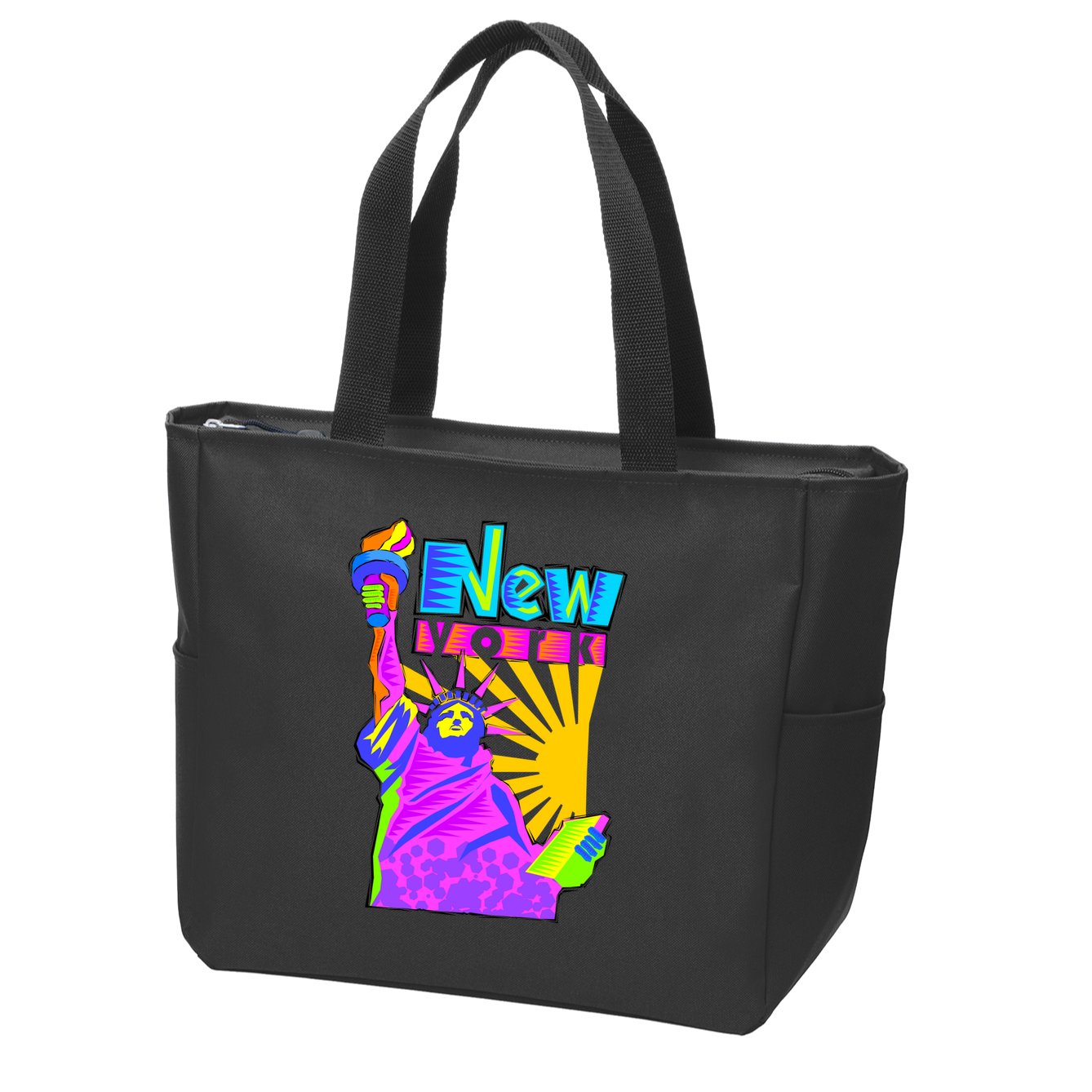 Neon Statue of Liberty Zip Tote Bag