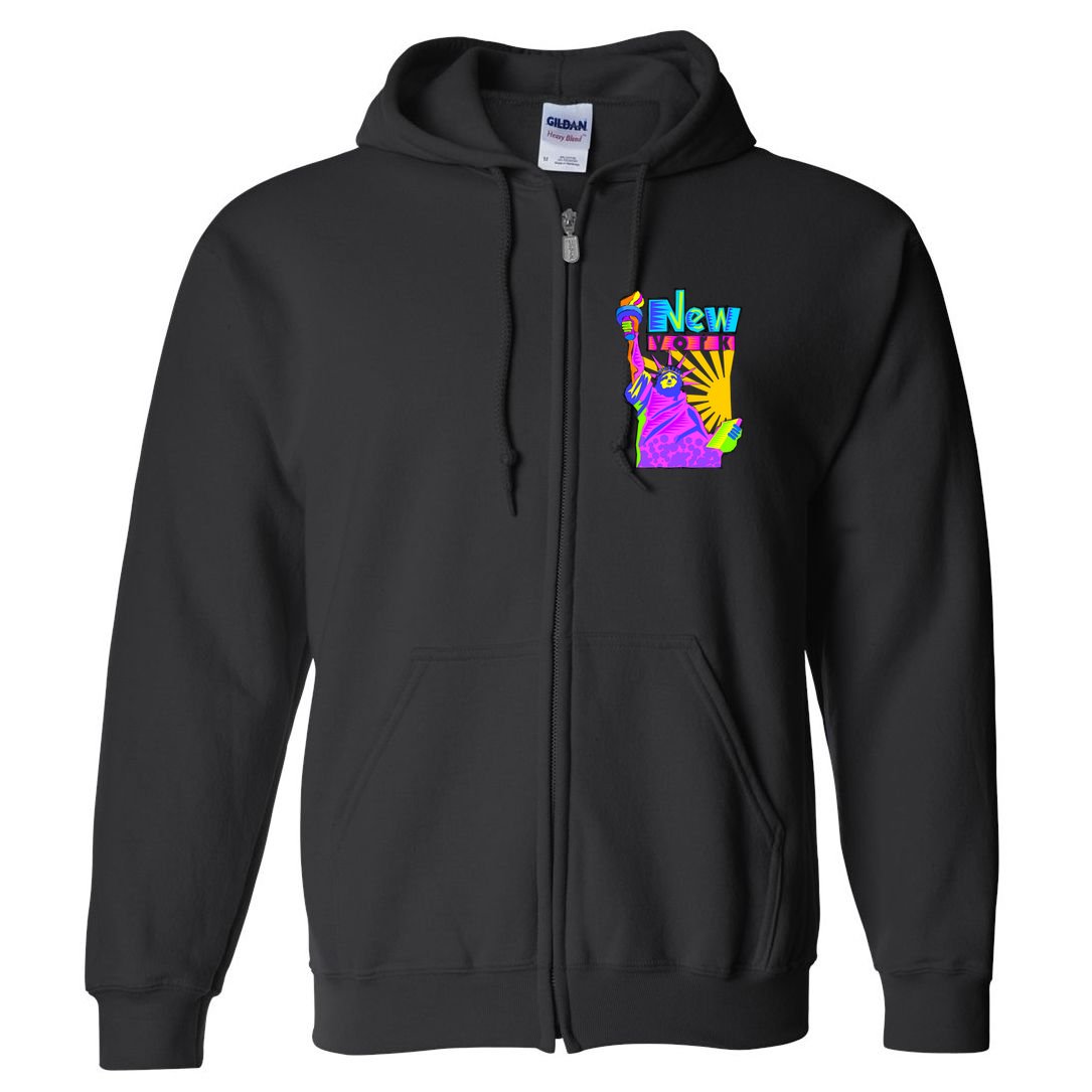 Neon Statue of Liberty Full Zip Hoodie