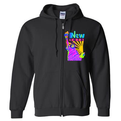 Neon Statue of Liberty Full Zip Hoodie