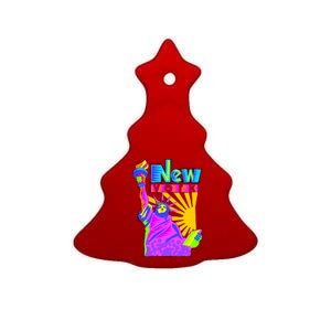 Neon Statue of Liberty Ceramic Tree Ornament