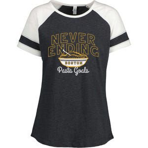 Never Ending Pasta Goals Enza Ladies Jersey Colorblock Tee