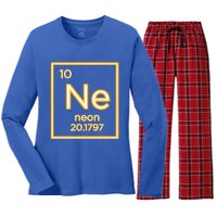 Neon Elet Purple Periodic Table Chemistry Nerd Science Gift Women's Long Sleeve Flannel Pajama Set 