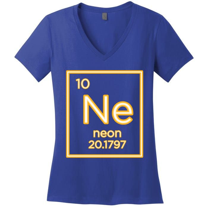 Neon Elet Purple Periodic Table Chemistry Nerd Science Gift Women's V-Neck T-Shirt