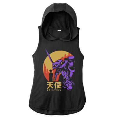 Neon Evangelion Retro Vintage Ladies PosiCharge Tri-Blend Wicking Draft Hoodie Tank