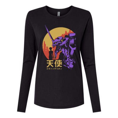 Neon Evangelion Retro Vintage Womens Cotton Relaxed Long Sleeve T-Shirt