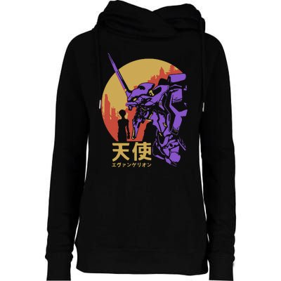 Neon Evangelion Retro Vintage Womens Funnel Neck Pullover Hood