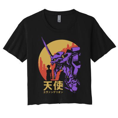 Neon Evangelion Retro Vintage Women's Crop Top Tee