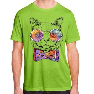 Nerd Cat With Glasses and Bow Tie Adult ChromaSoft Performance T-Shirt